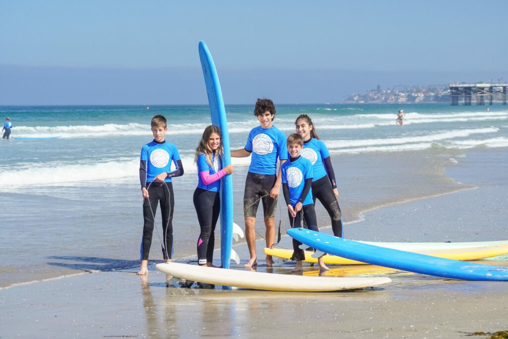 Children attending surf camp.