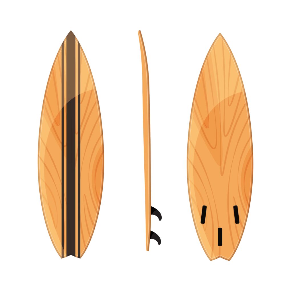 fishboard surfboard at different angles