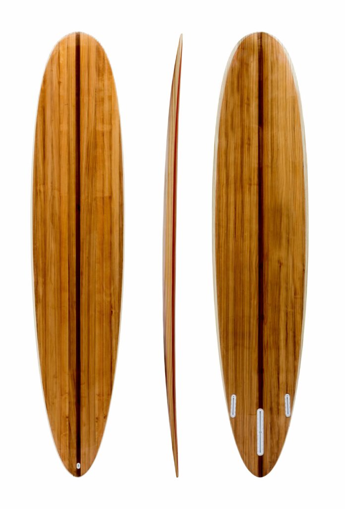 Wooden longboard at different angles